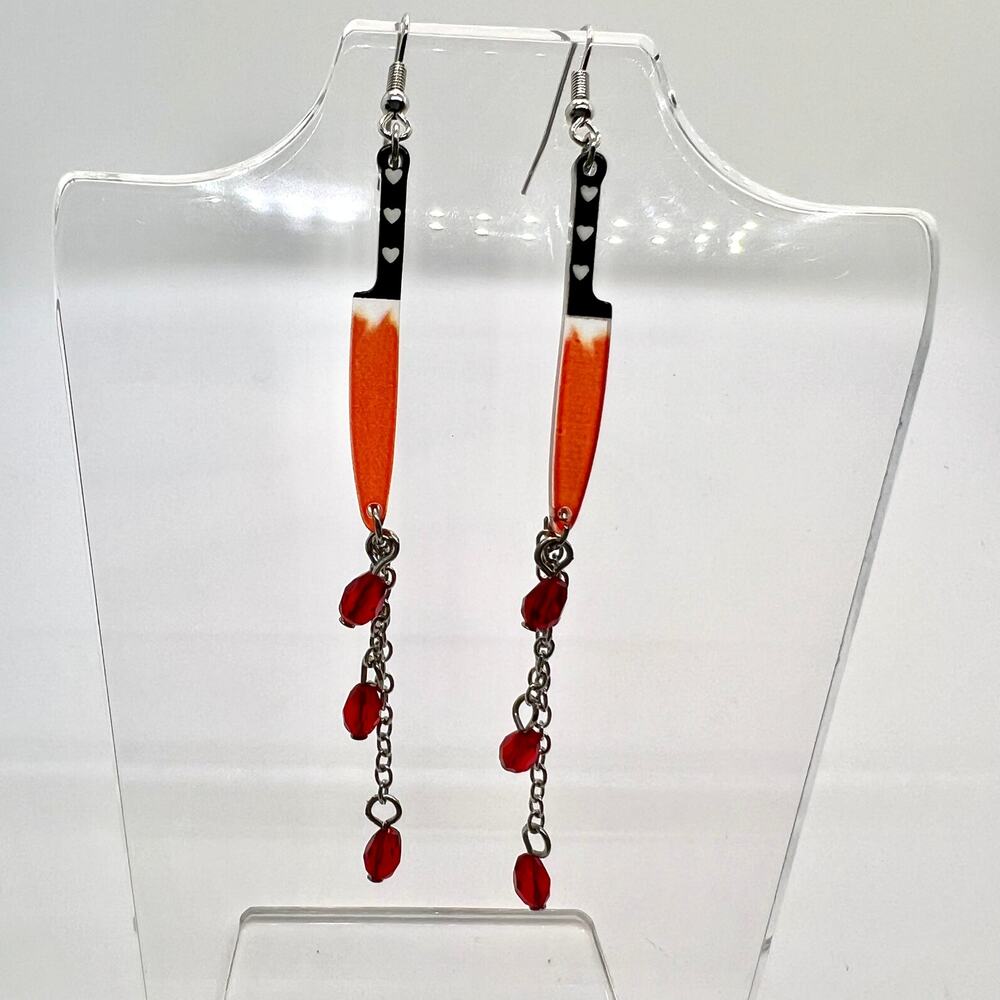 Knife Earrings - Halloween Earrings - Goth Earrings - Chain Accessories
